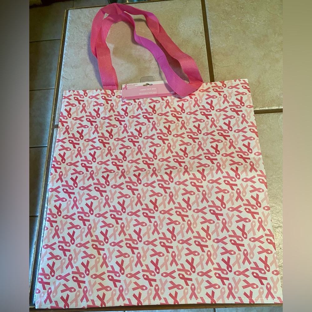 Breast Cancer NWT Awareness Pink Ribbon Reusable Tote Bag